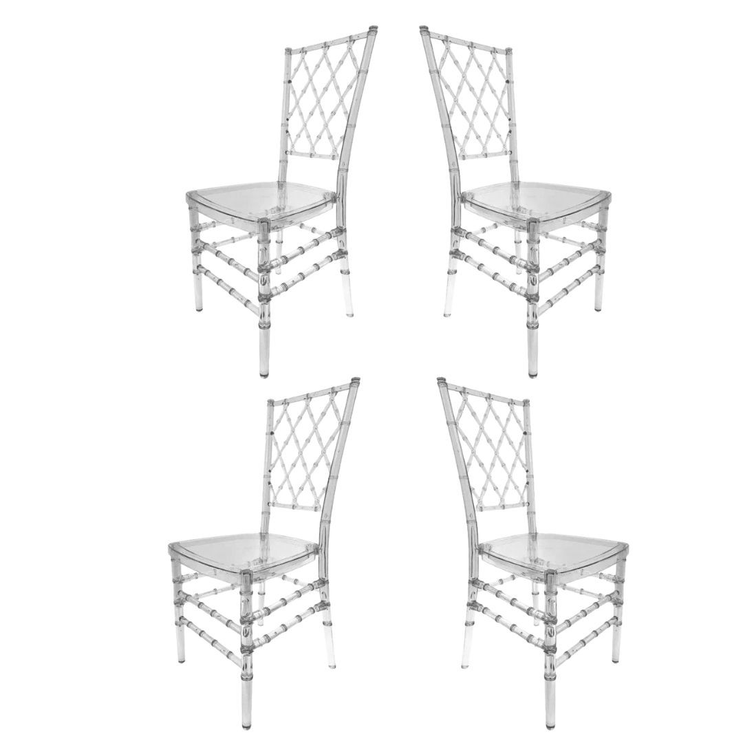 Clear Thick Seat Diamond Back Chair - 4 Pack - Some Assembly Required by Chivari