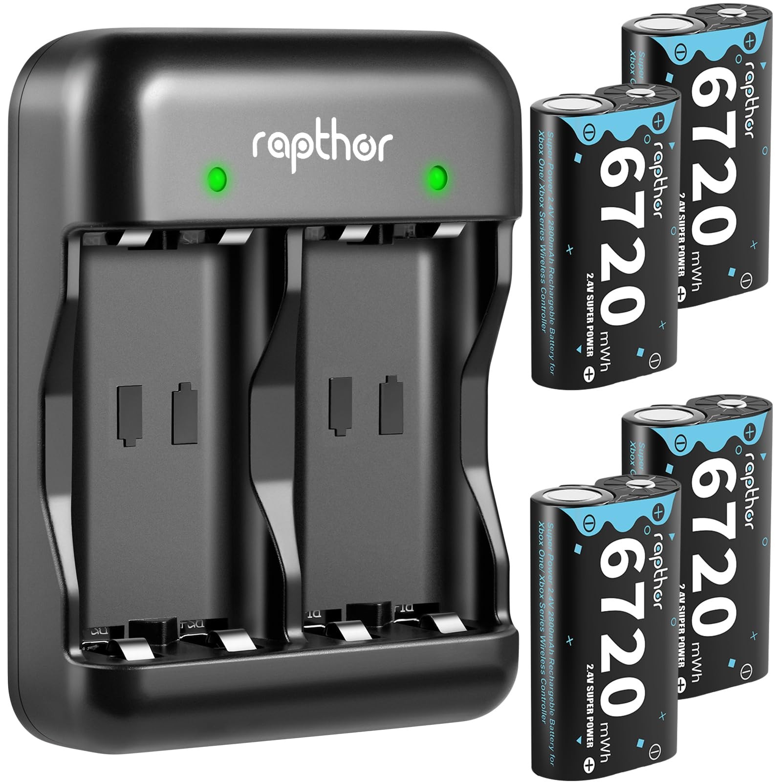 4X 6720mWh Rechargeable Controller Battery Pack for Xbox Series with Fast Cha...