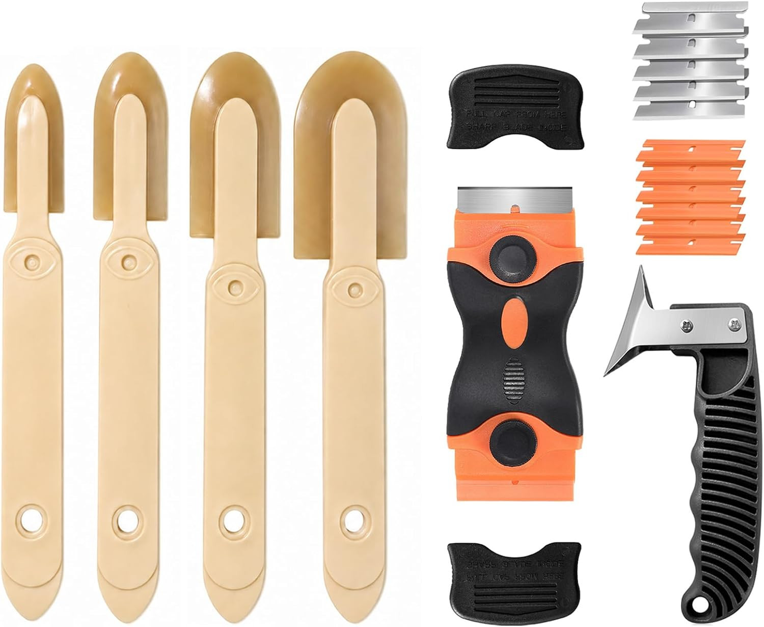 6 Pcs Caulk Tool Set-Multi- Caulk Smoothing Tool,Razor  Scraper | Purpose Silico