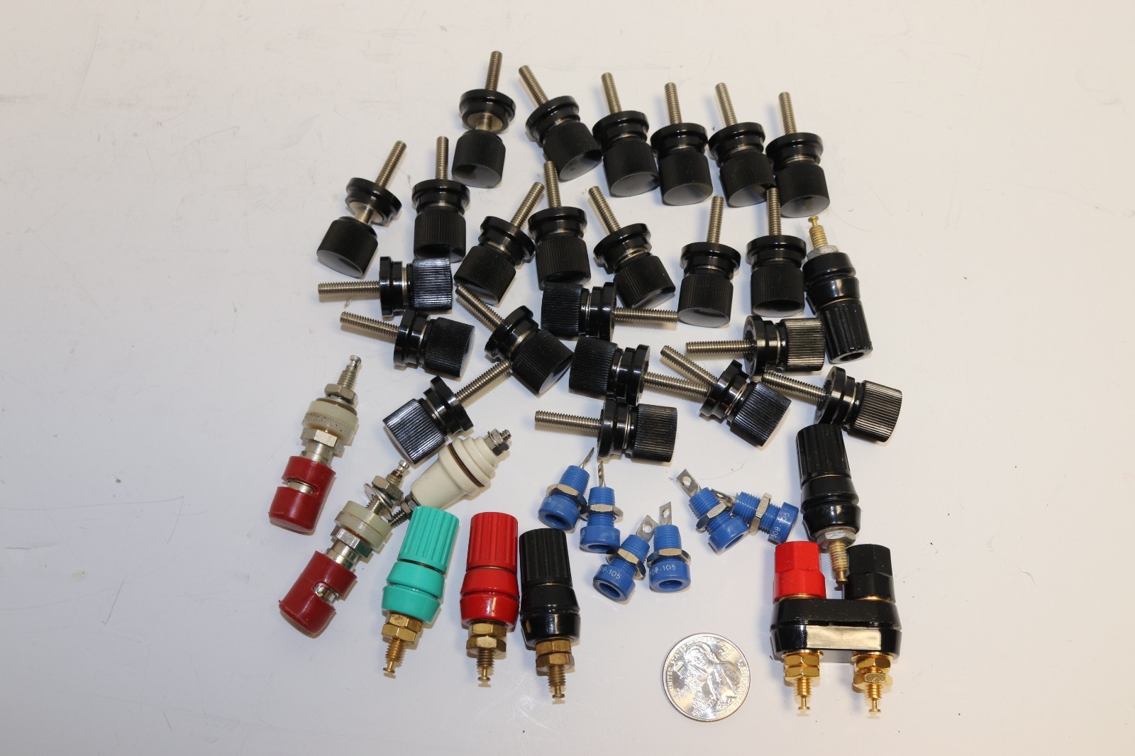 HUGE LOT OF STAND OFF POSTS - MOSTLY EBY (BLACK) - AS PICTURED