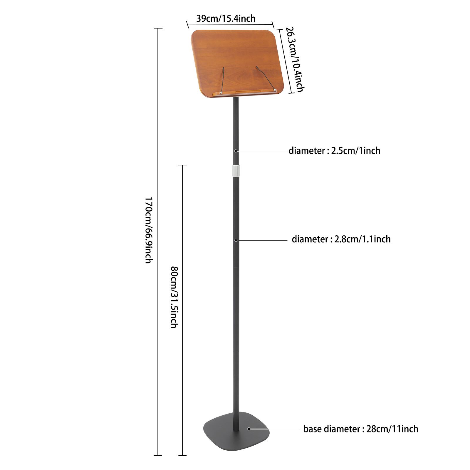 Wooden Music Stand, Wood Book Stand, Multifunction Book Stand Adjustable Height
