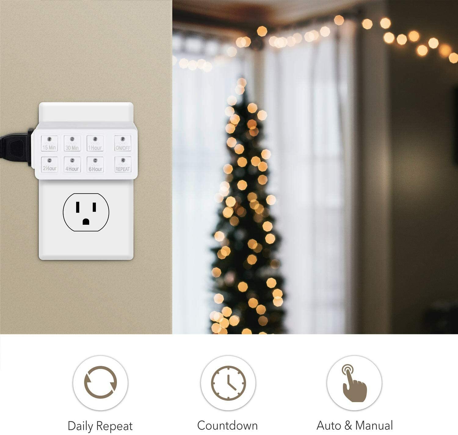 BN-LINK Smart Digital Countdown Timer with Repeat Function Shut Off Touch Button
