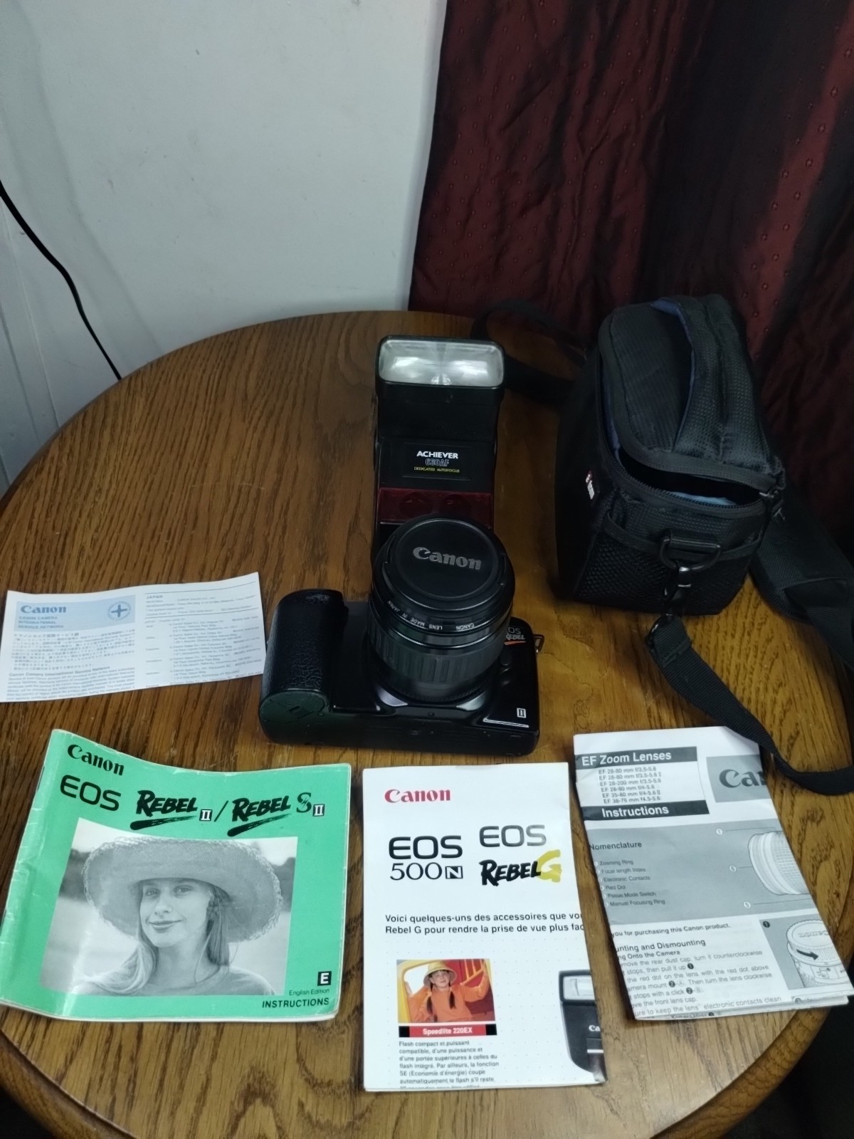 Canon EOS Rebel II 35mm w/Lens Flash Case Untested