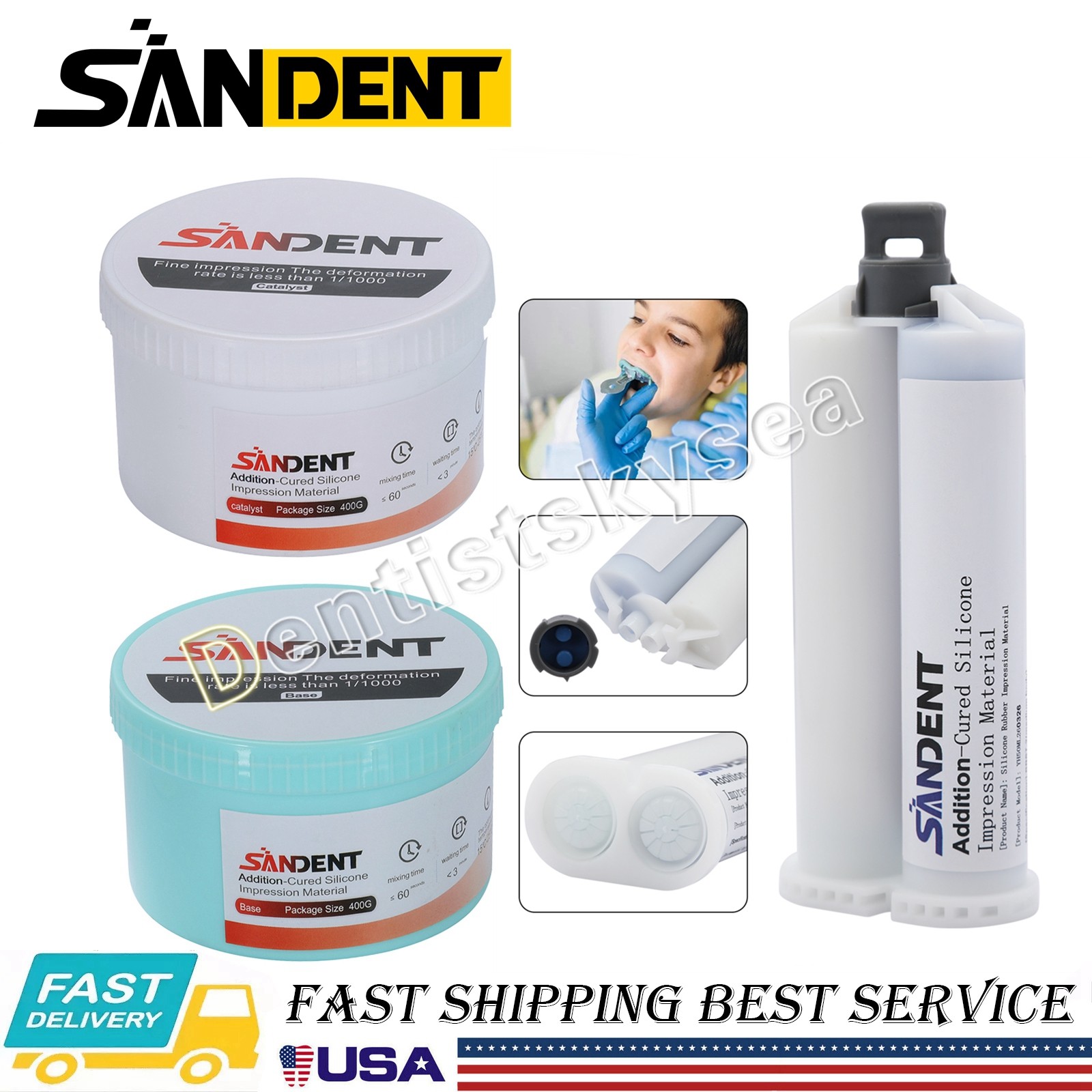 SANDENT Dental Impression Material Silicone Putty Heavy/Medium Body Fast Set