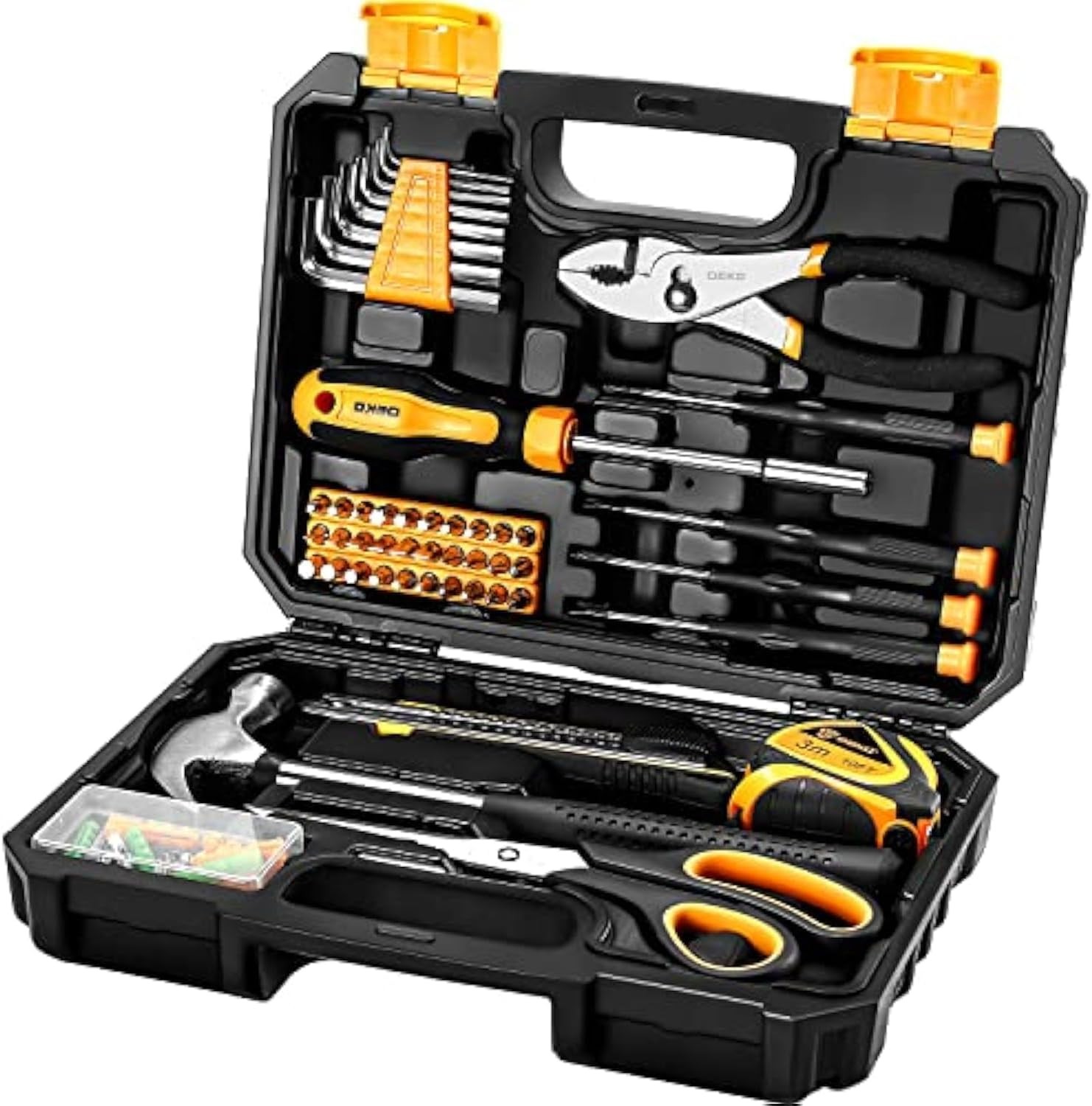 DEKOPRO General Household Hand Tool Kit with Plastic Toolbox 50PCS Yellow