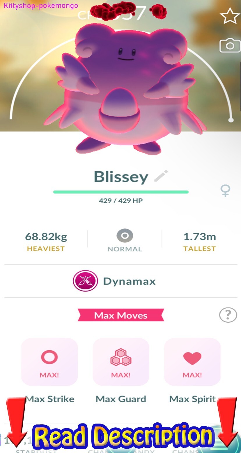 Pokémon Go!-Level 50 Dynamax Blissey MAXED 3 Move Trade go Fast Shipping✅