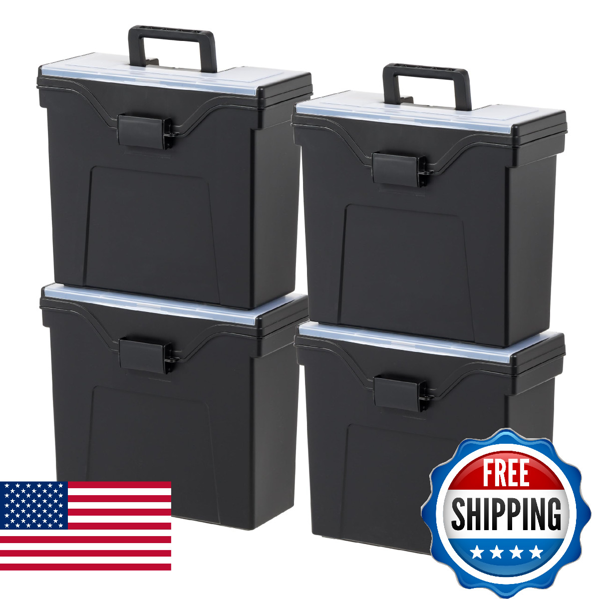 Iris Usa Slim Portable Letter/Legal File Tote 4 Pack Bpa-Free Plastic Storage