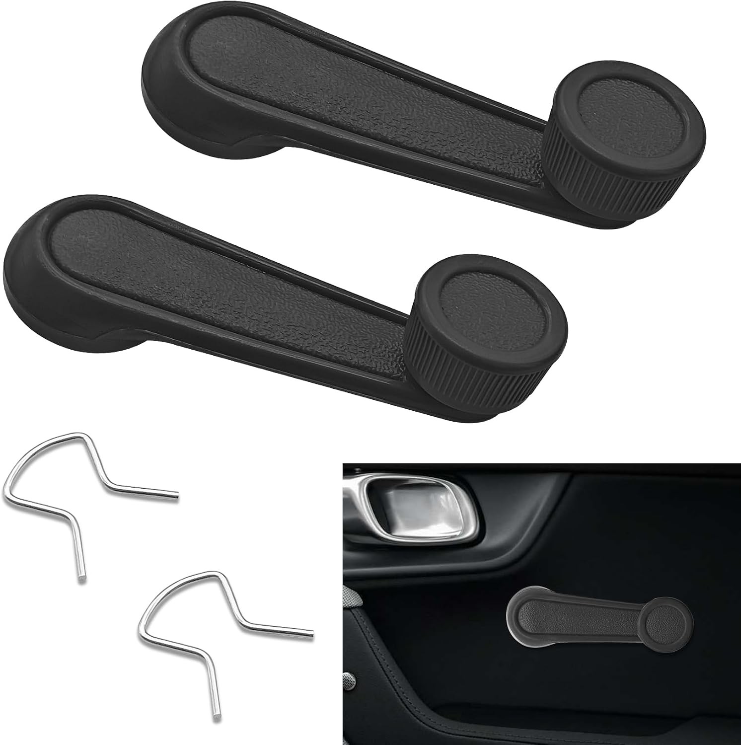 2PCS Interior Window Crank Handle, Window Crank Handle Replacement, Front Rear D