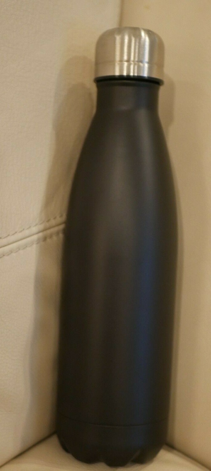 NEW BLACK GUESS LOGO STAINLESS METAL WATER BOTTLE TWIST CAP