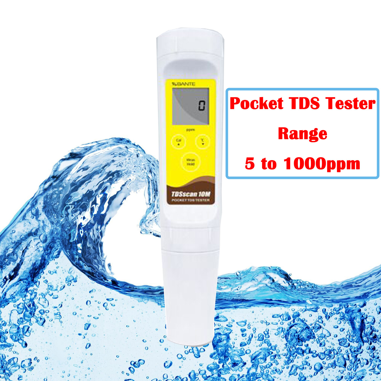 TDS Tester Tap Water Analyzer Temp Meter 5 to 1000ppm for Aquariums Clean Water