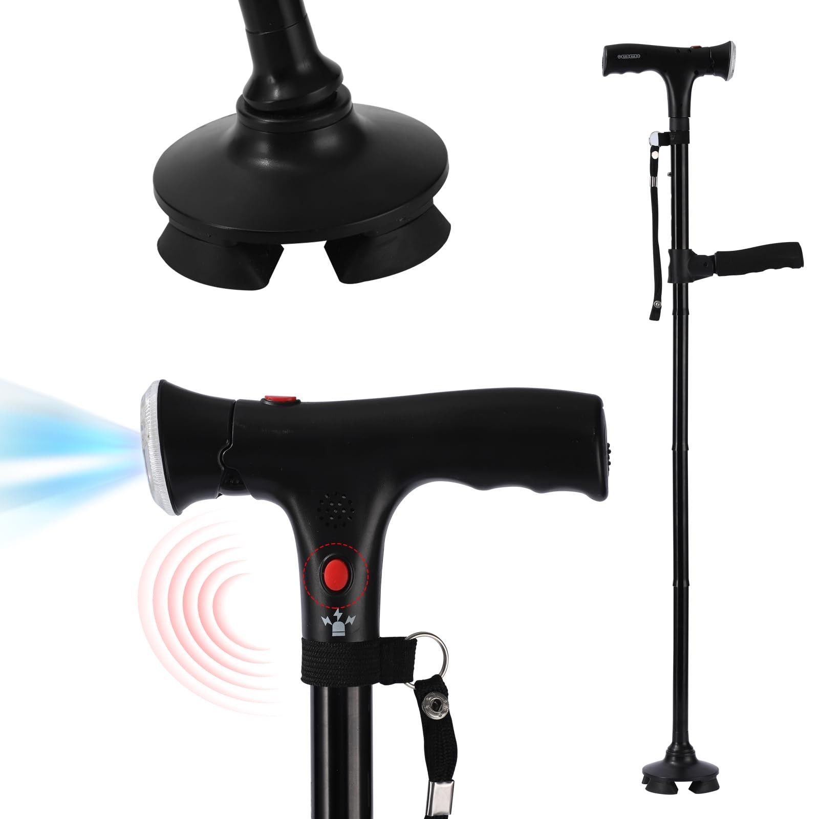 Walking Stick，Walking Canes for Women & Men，Folding Cane with Led Light and A...
