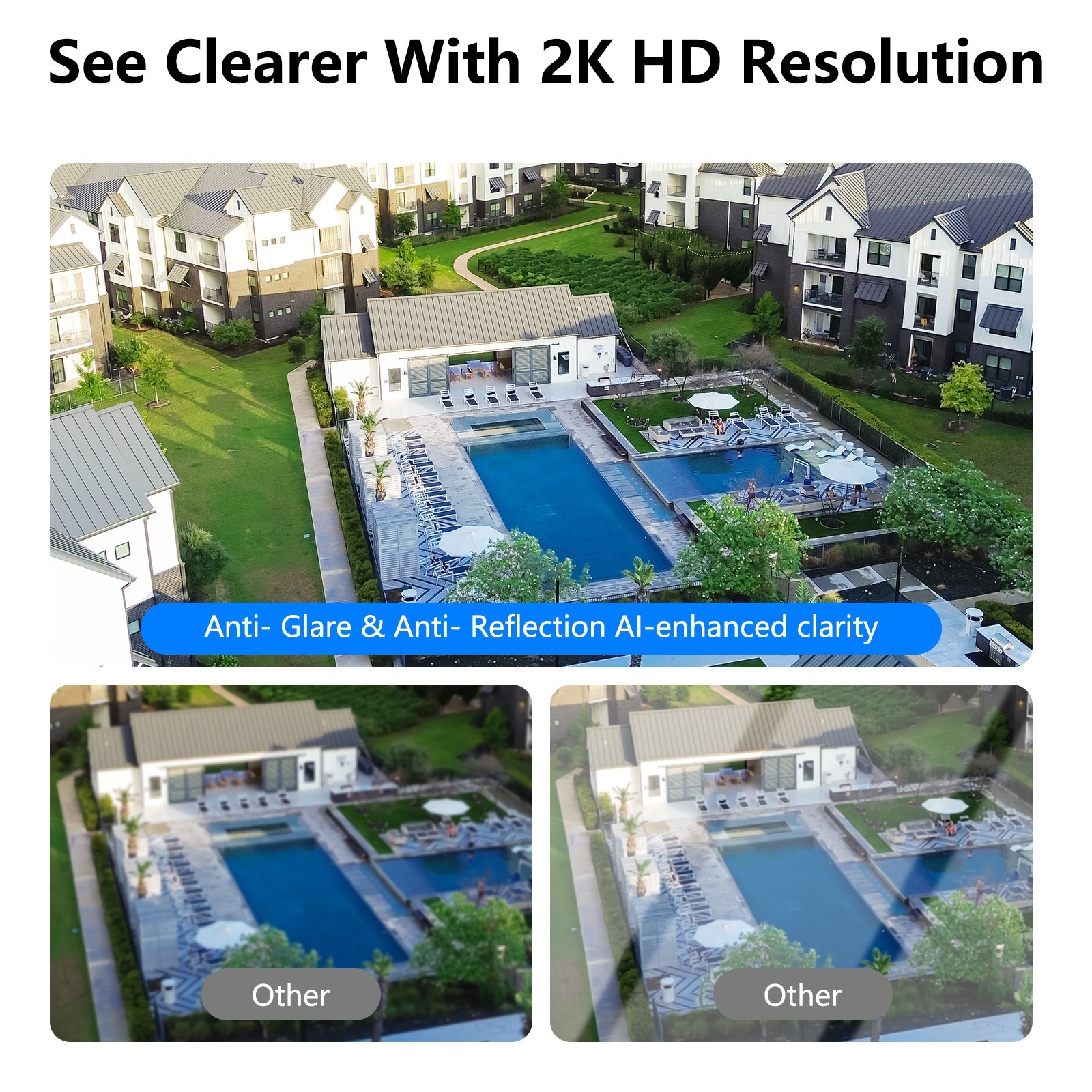 2Pack Wansview 2K 3MP Window Camera + Stand 2.4G WIFI Security Camera Indoor Cam
