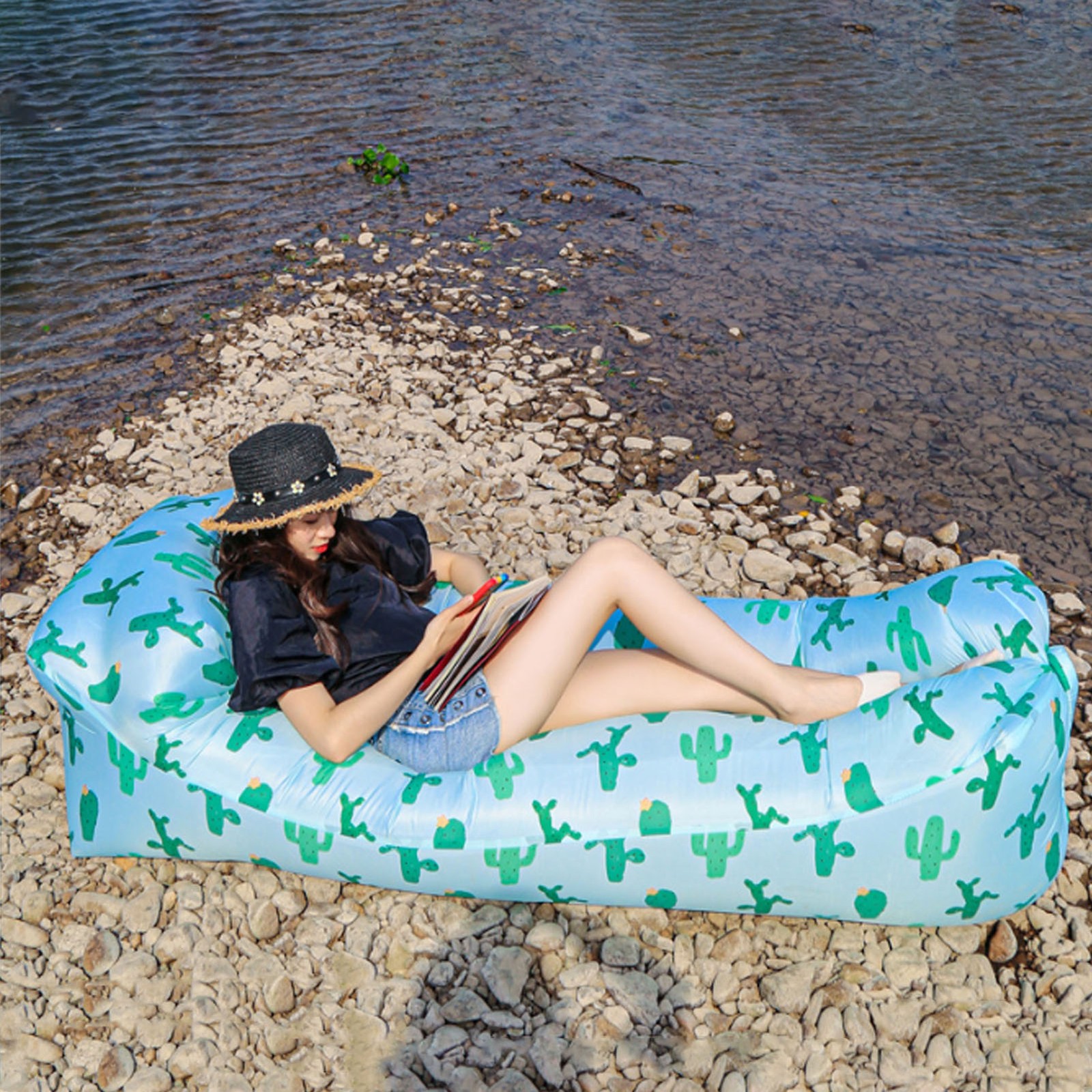 Portable Foldable Inflatable Lounger Air Sofa For Outdoor Camping Music Festival
