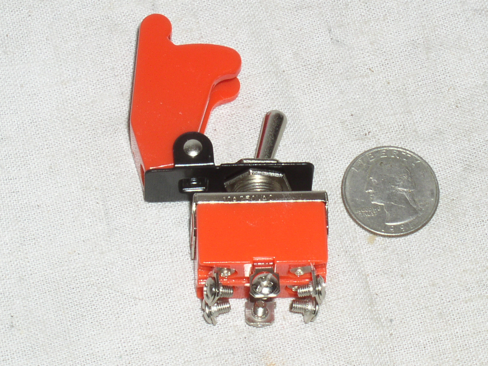 1 NEW DPDT 15A TOGGLE SWITCH WITH W/RED PLASTIC SAFE FLIP SAFETY COVER GUARD USA