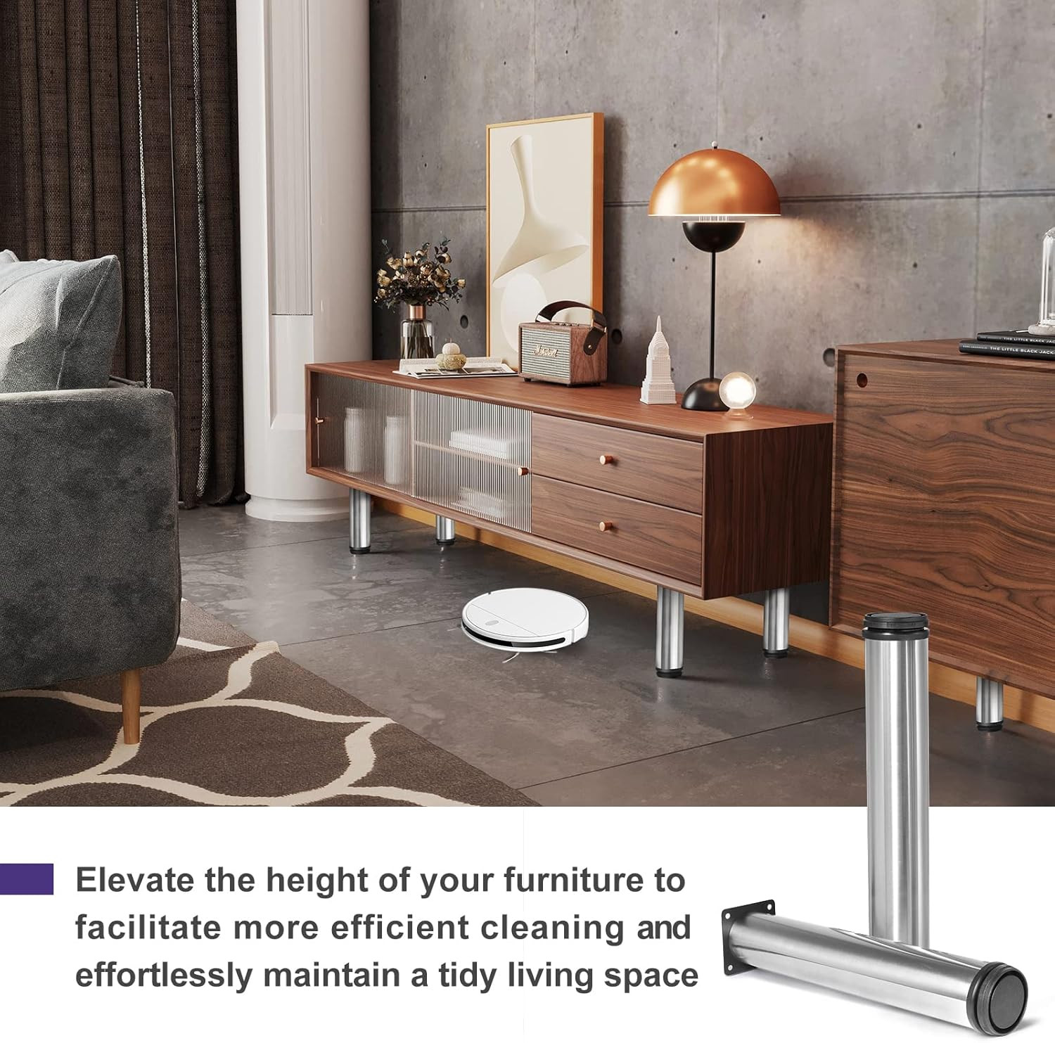 12 Inch Metal Furniture Legs Stainless Steel Adjustable Legs Silver Metal Legs R