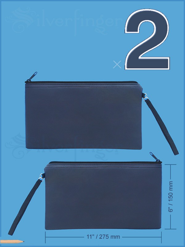 x2 BANK BAGS Vinyl Zipper Deposit Money Cash Currency Receipt Bank Bag Wallet