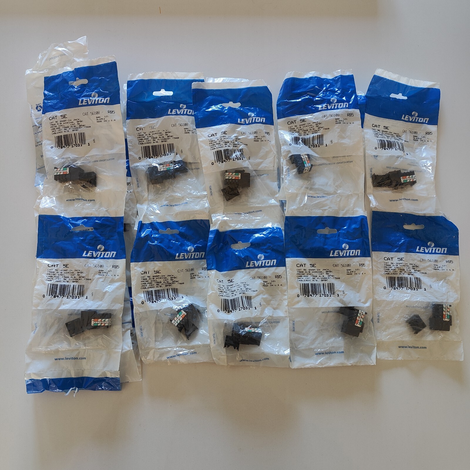 (Lot of 10) Leviton 5G108-RB5 Gigamax Cat 5e UTP Quickport Jacks Brown