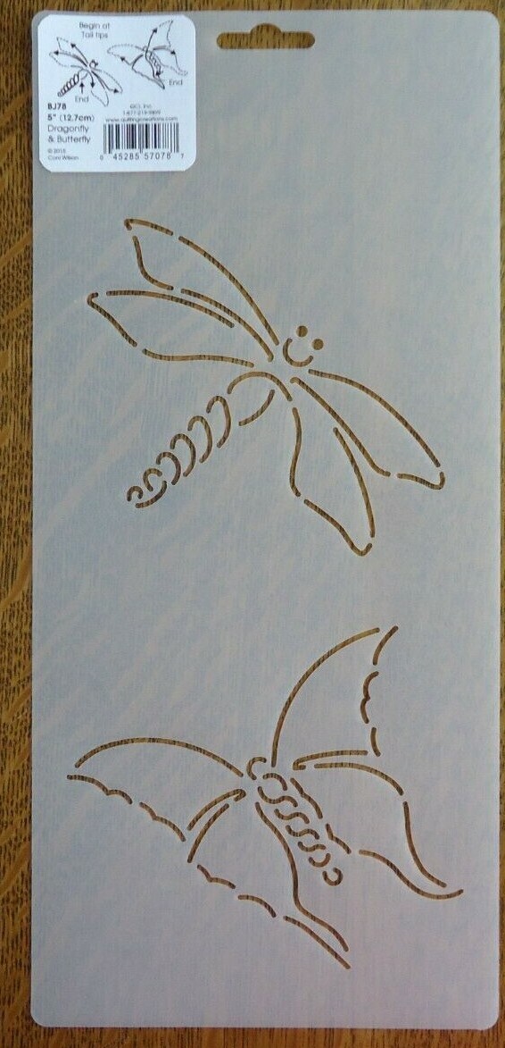 Stencil Quilting Dragonfly & Butterfly  5" 12.7cm quilt craft QC BJ78 stitch sew