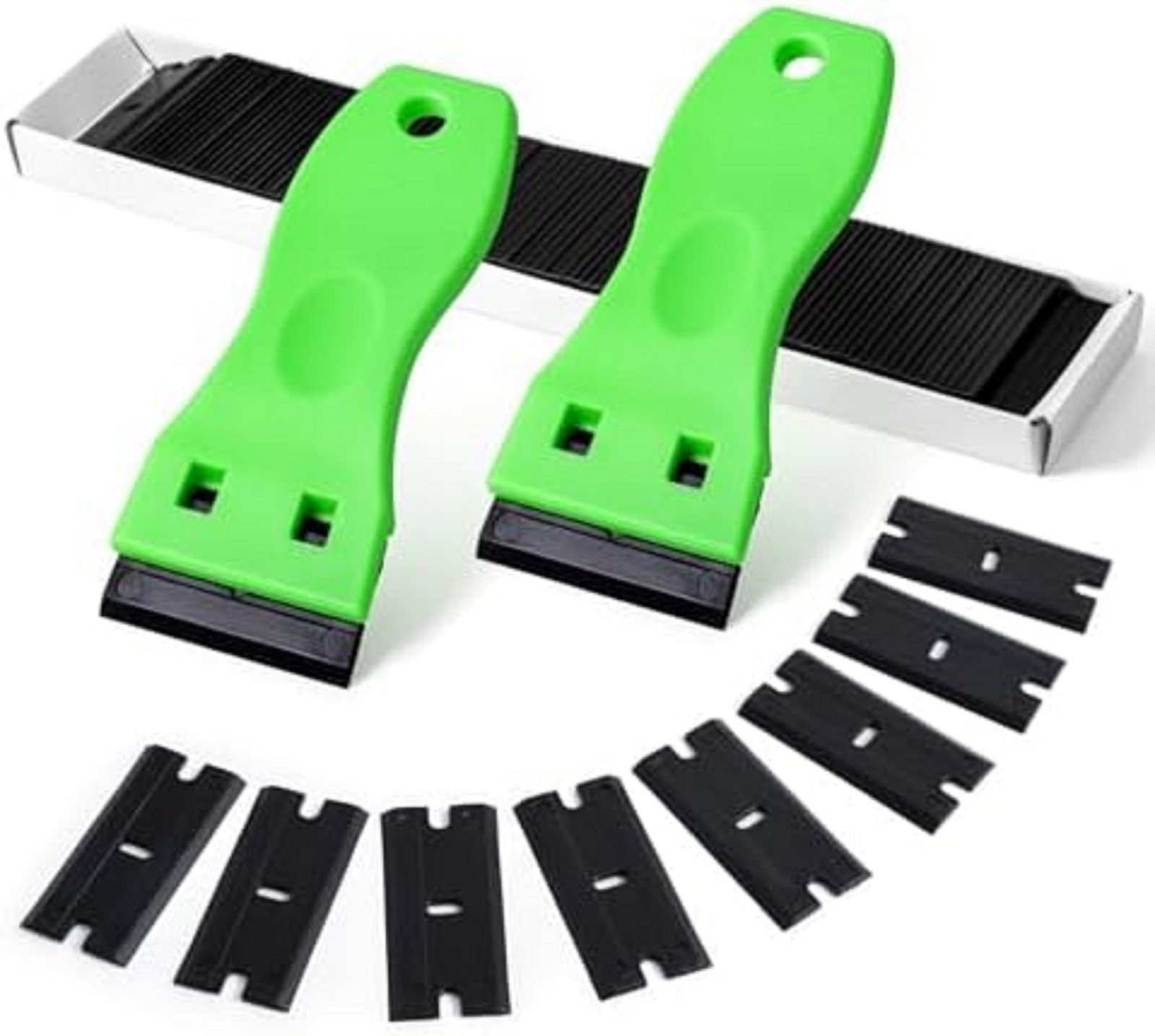 2PCS Plastic Razor Blade Scraper Tool and 100PCS Plastic Blades for Gasket Remov
