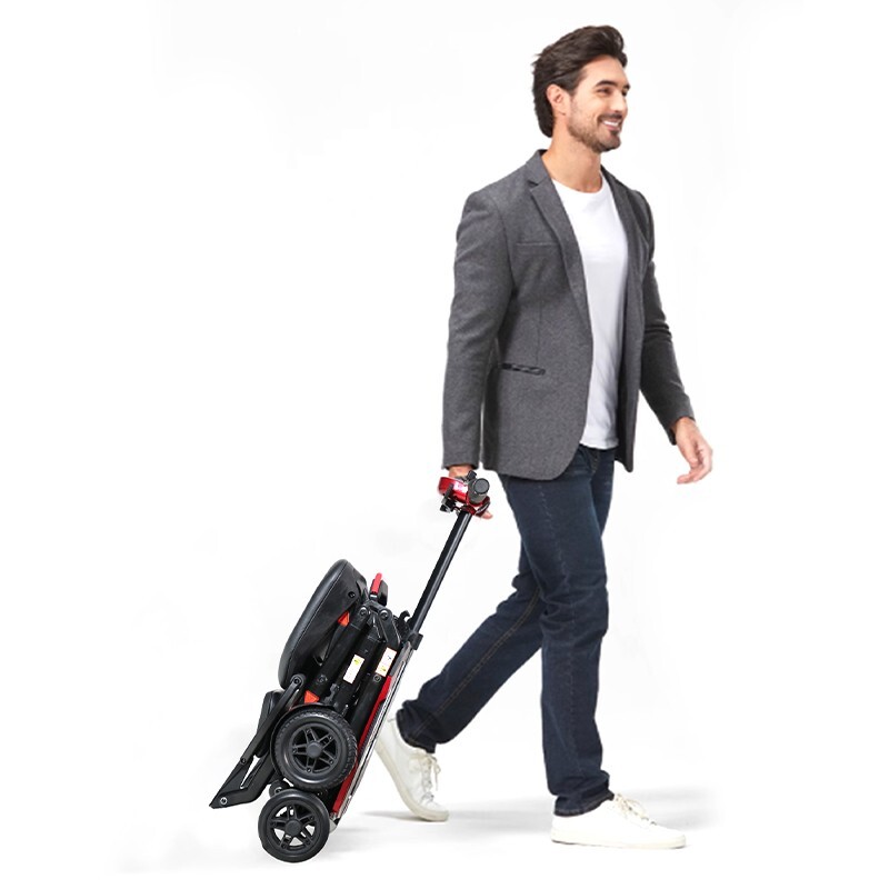4-Wheel Remote Folding Mobility Scooter NFC USB Suspenion Super lightweight Blue