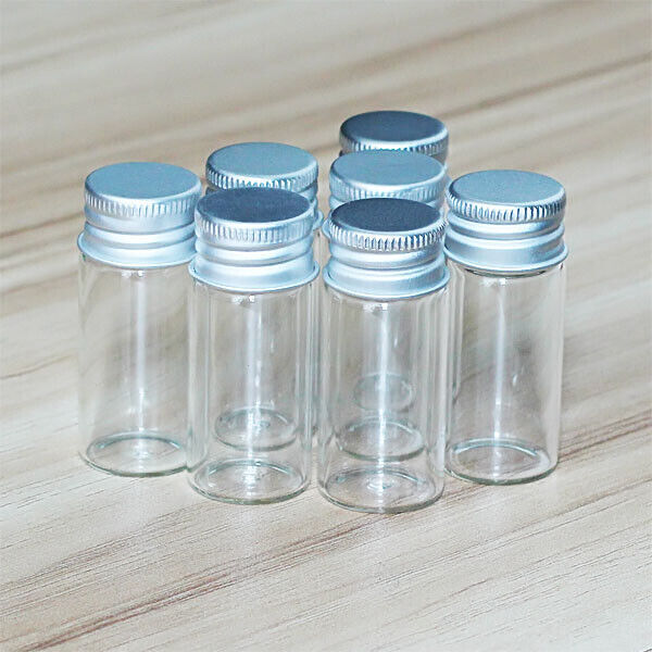 10ML Candy Glass Bottles Aluminum 10~100PCS Crafts Jars Perfume Lids Screw