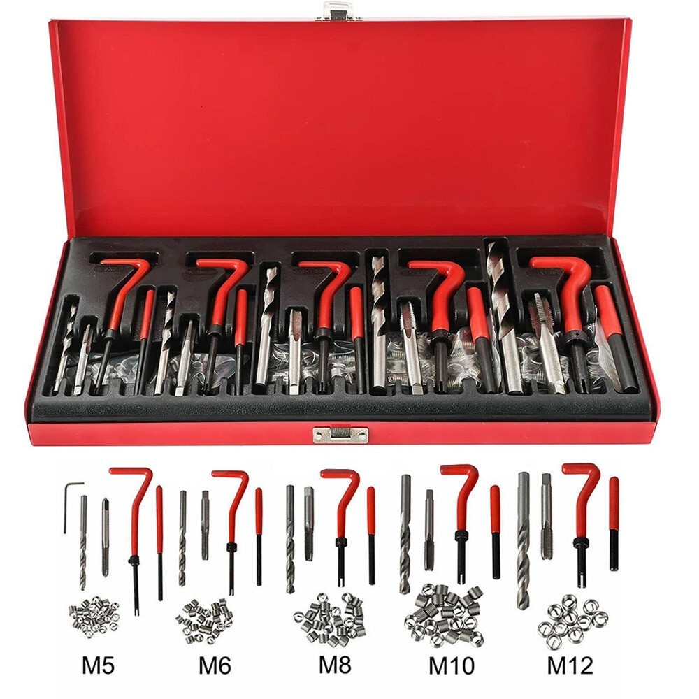 M5 M6 M8 M10 M12 Helicoil Thread Repair 131Pcs Set & Metric Rethreading Tool Kit