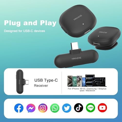Mini Microphone for iPhone/iPad/Android, Professional Wireless Lavalier