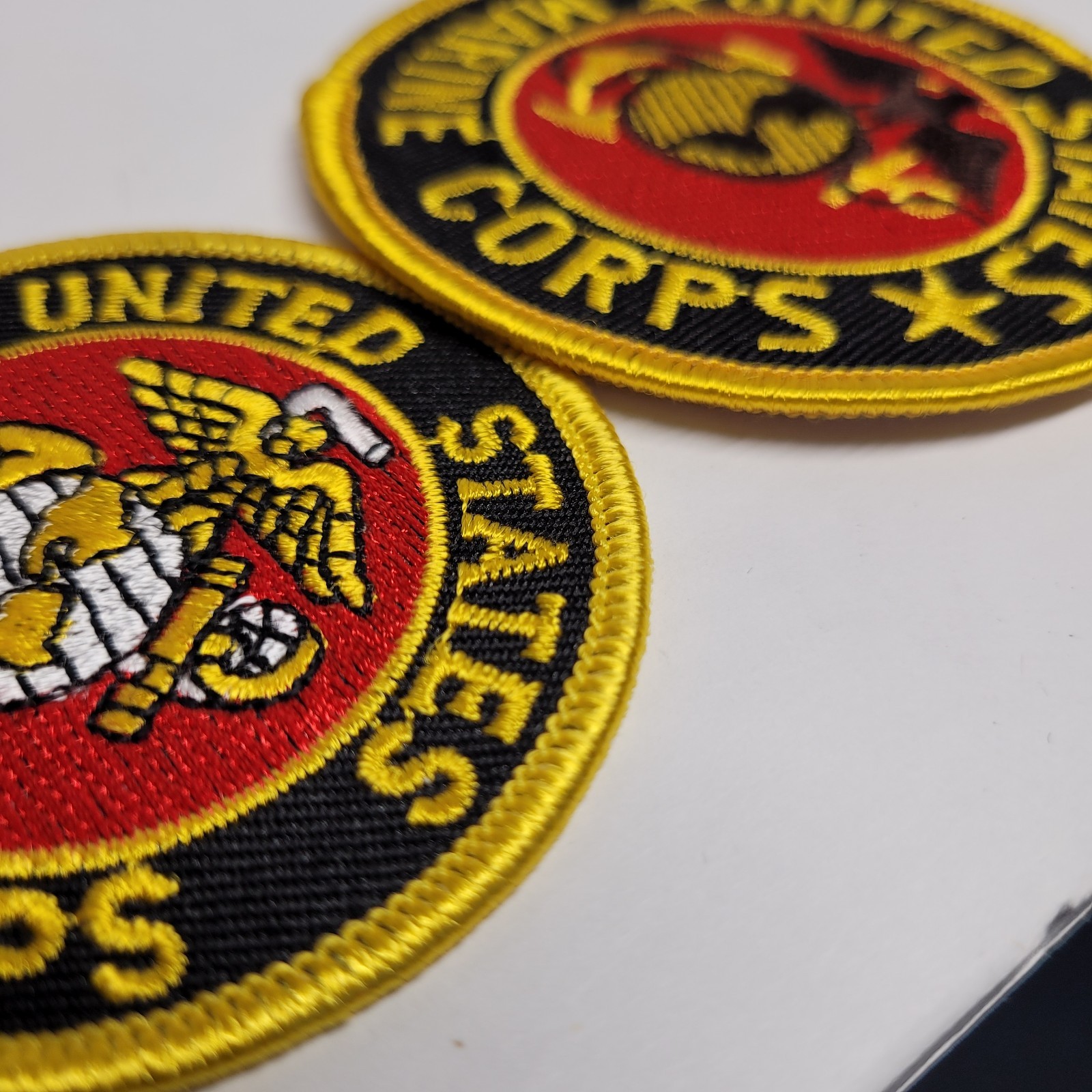 2 USMC Embroidered Patches 3" & 2.5" NEW
