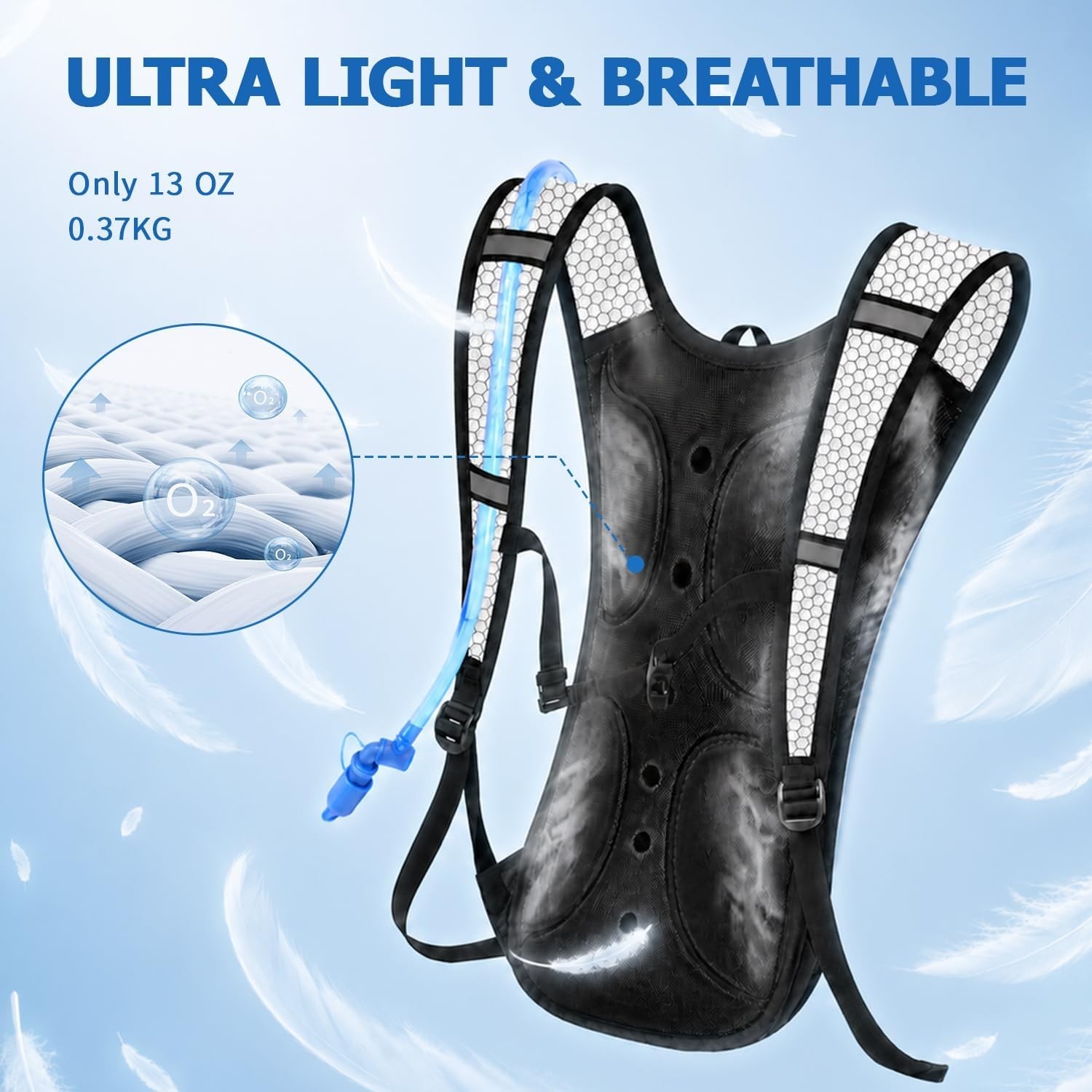 2-Pack Hydration Backpack with 2L Bladder-Ultra-light 0.37 lbs- leak-proof