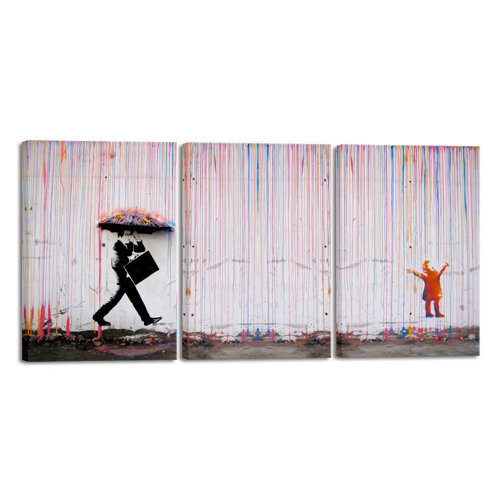 Banksy Famous Canvas Paintings Wall Art Raining day Modern Grey Love Pictures