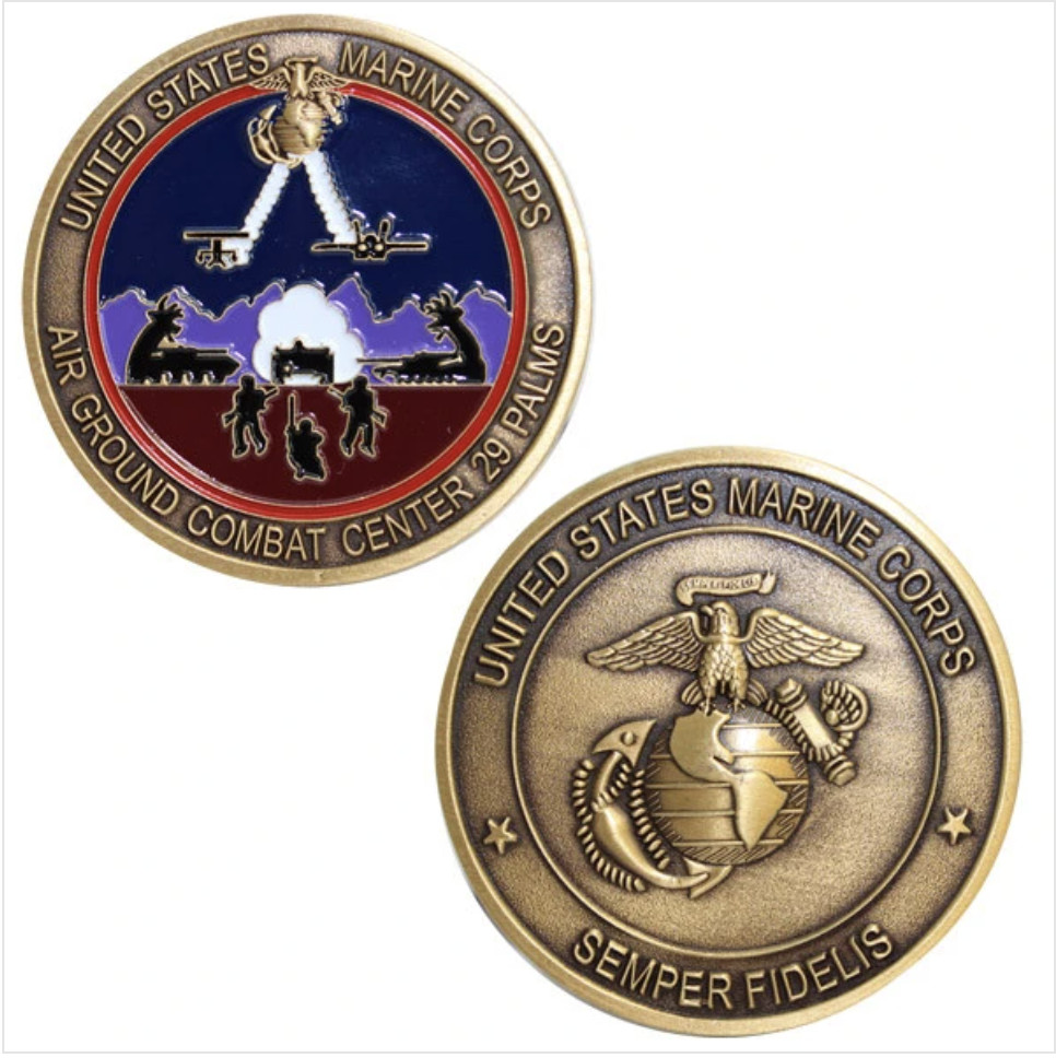 GENUINE U.S. MARINE CORPS COIN: AIR GROUND COMBAT CENTER 29 PALMS