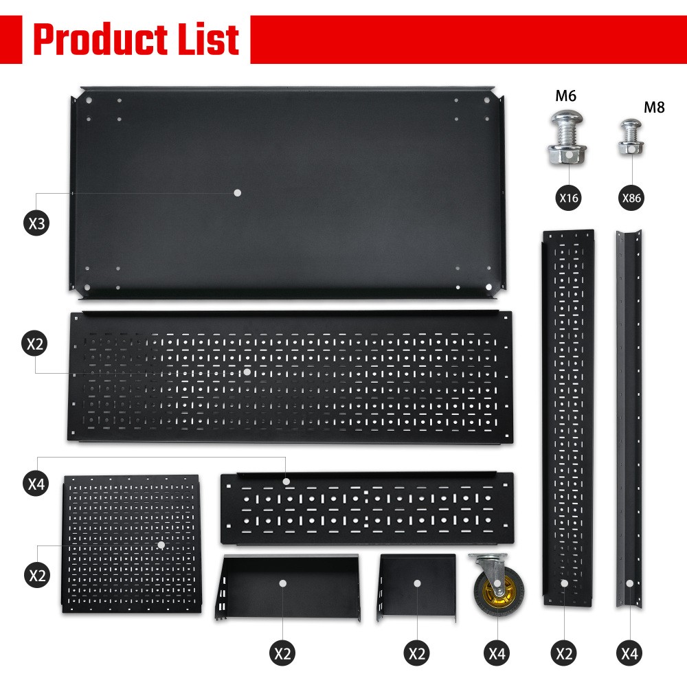 500-Lb Pegboard Foldable Rolling Tool Cart +Wheels Garage Organizer Tool Storage
