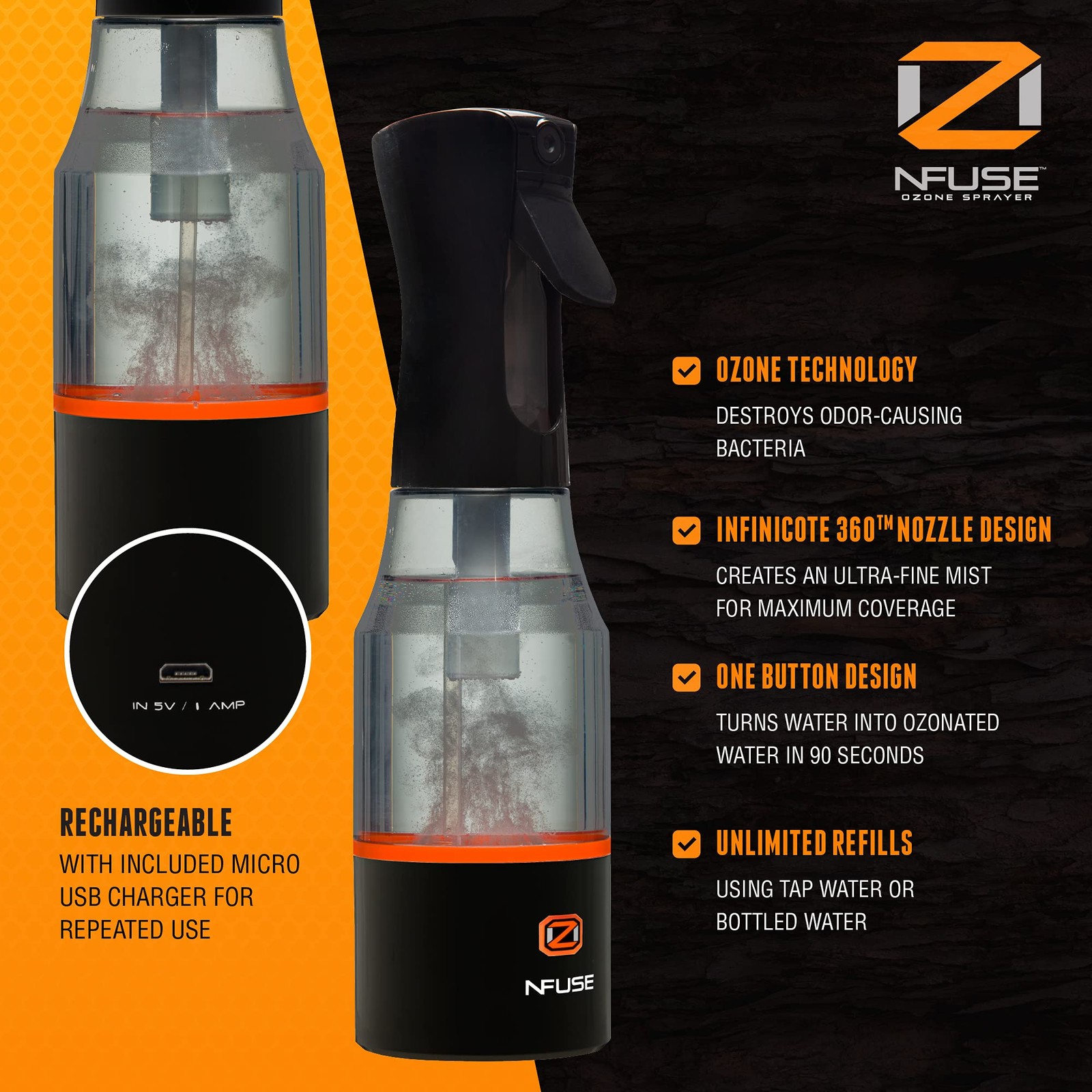 Technologies OZ NFuse Ozone Sprayer Bottle, Neutralizes Odor-Causing Microorg...