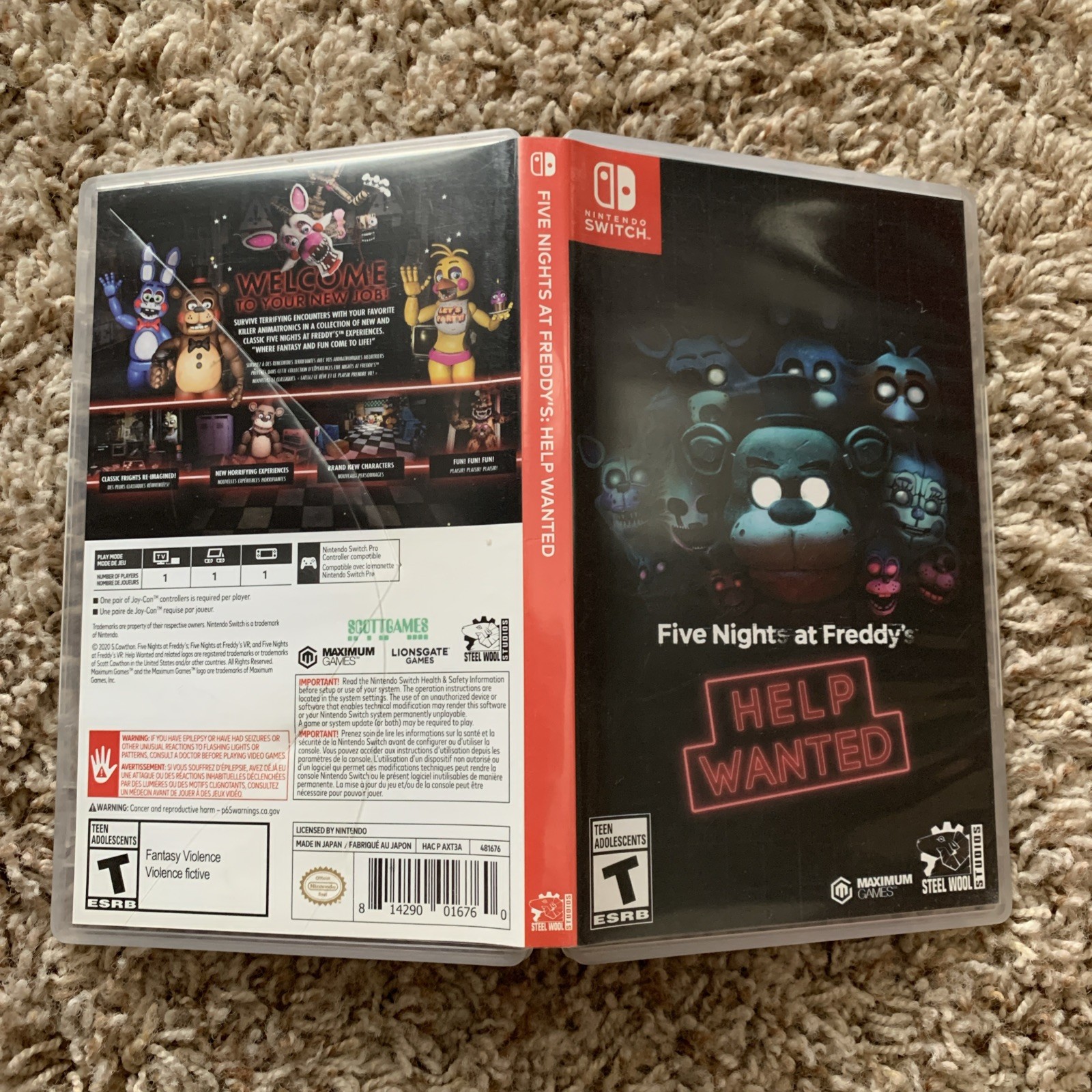 Empty Replacement Case! Five Nights At Freddy’s : Help Wanted Nintendo Switch