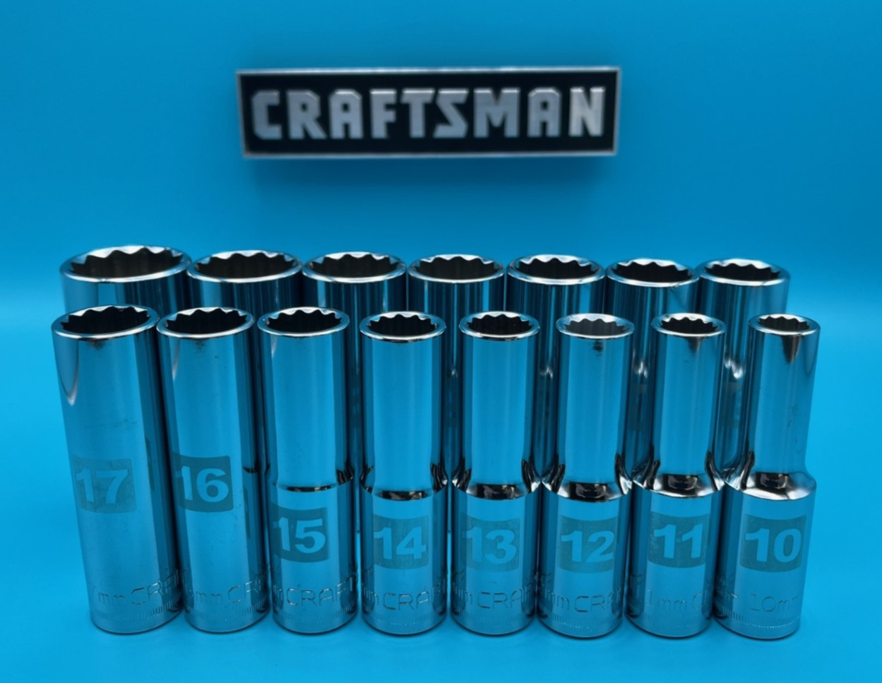 NEW CRAFTSMAN 15pc 1/2" Drive DEEP METRIC 12 point socket set ! (10-27mm)