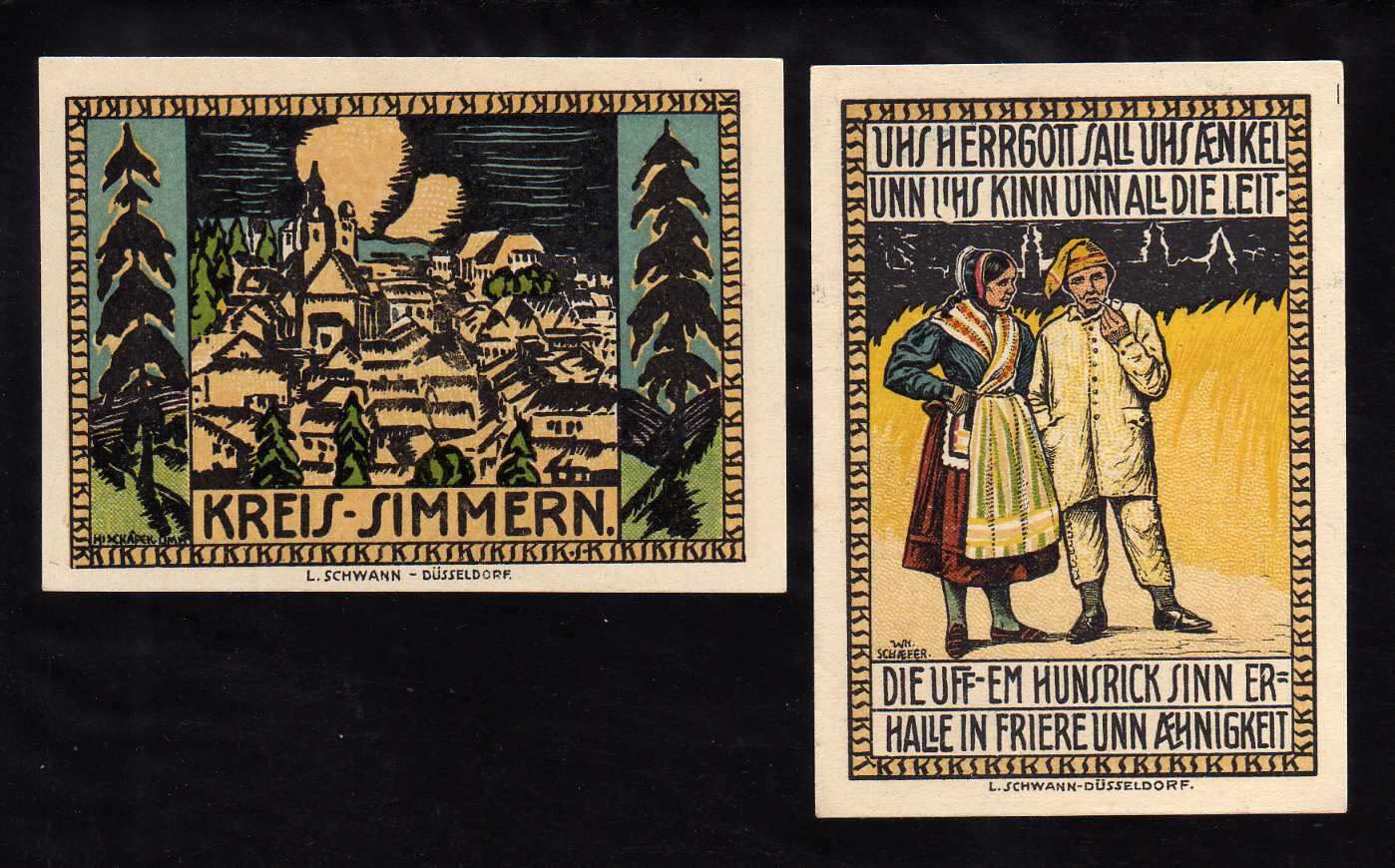 SIMMERN - GERMANY NOTGELD -  25, 50 PFENNIG