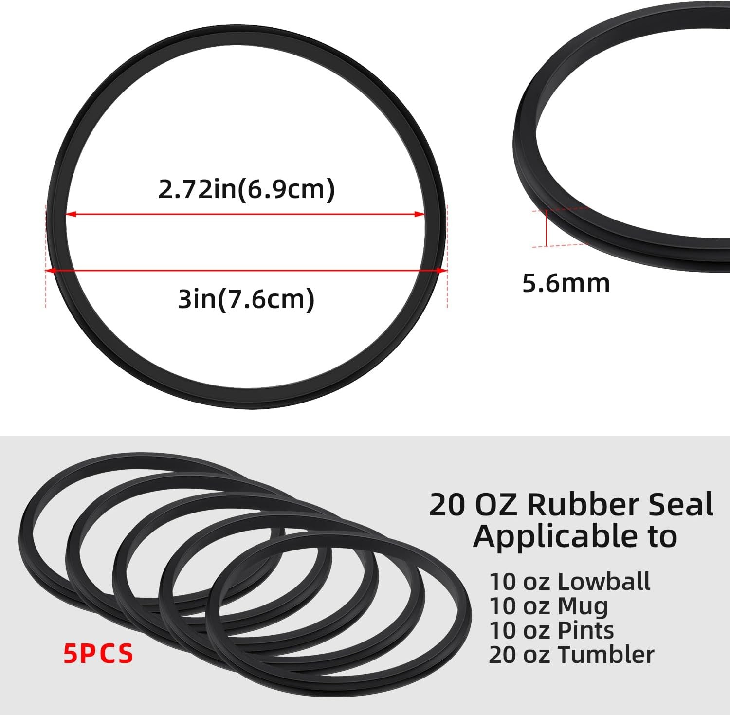 5 Pcs Black Replacement Lid Seal Gaskets,Rubber Seal Replacement Gasket for Lid