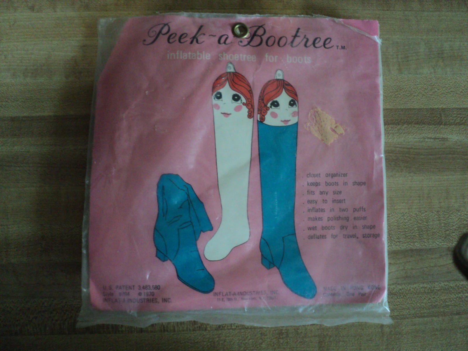Vintage Pair Of PEEK-A-BOOTREE Inflatable BOOT STUFFERS/SHAPERS/FORMS New in Pkg