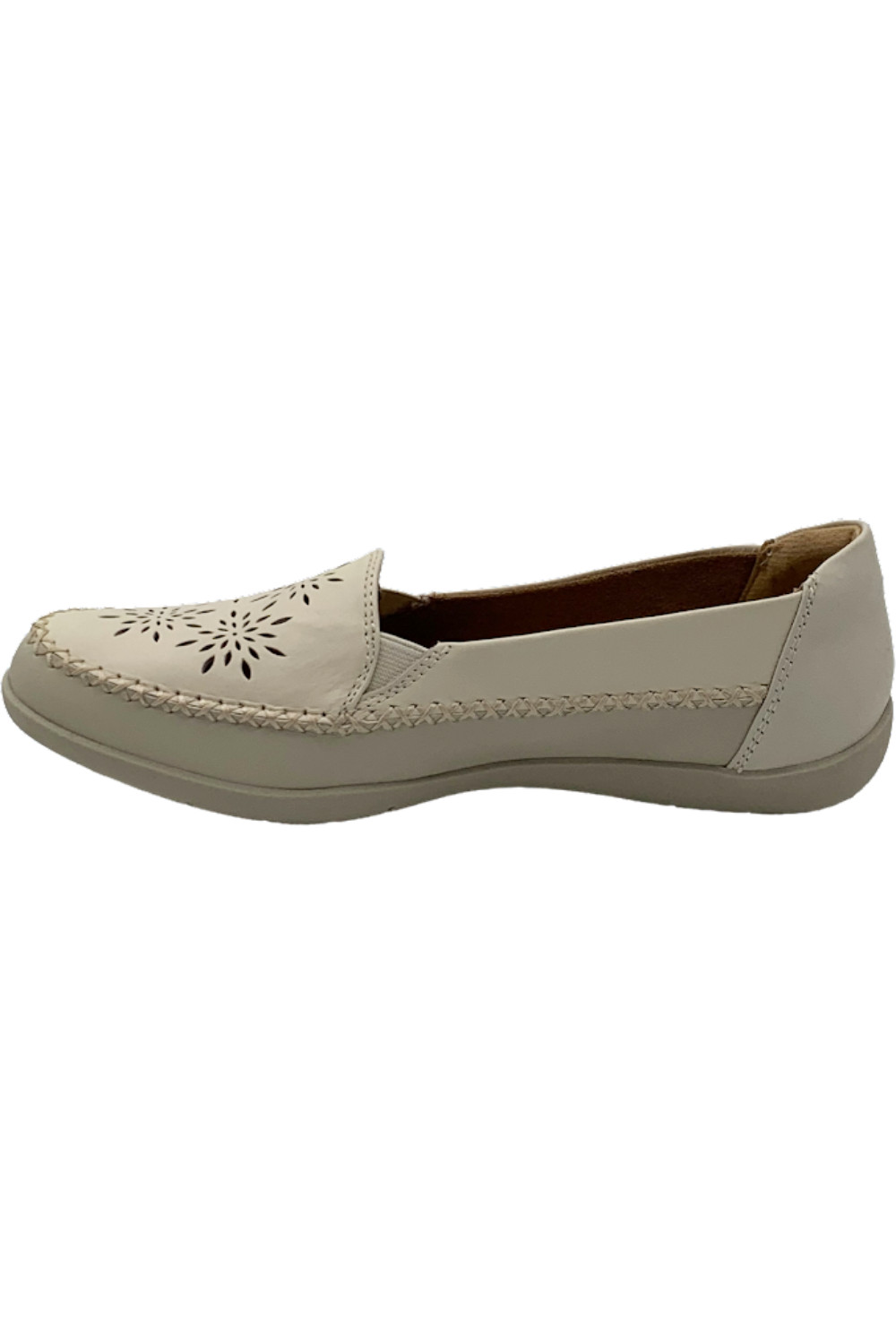 Earth Origins Leather Whipstitch Slip-Ons Freya Sand White