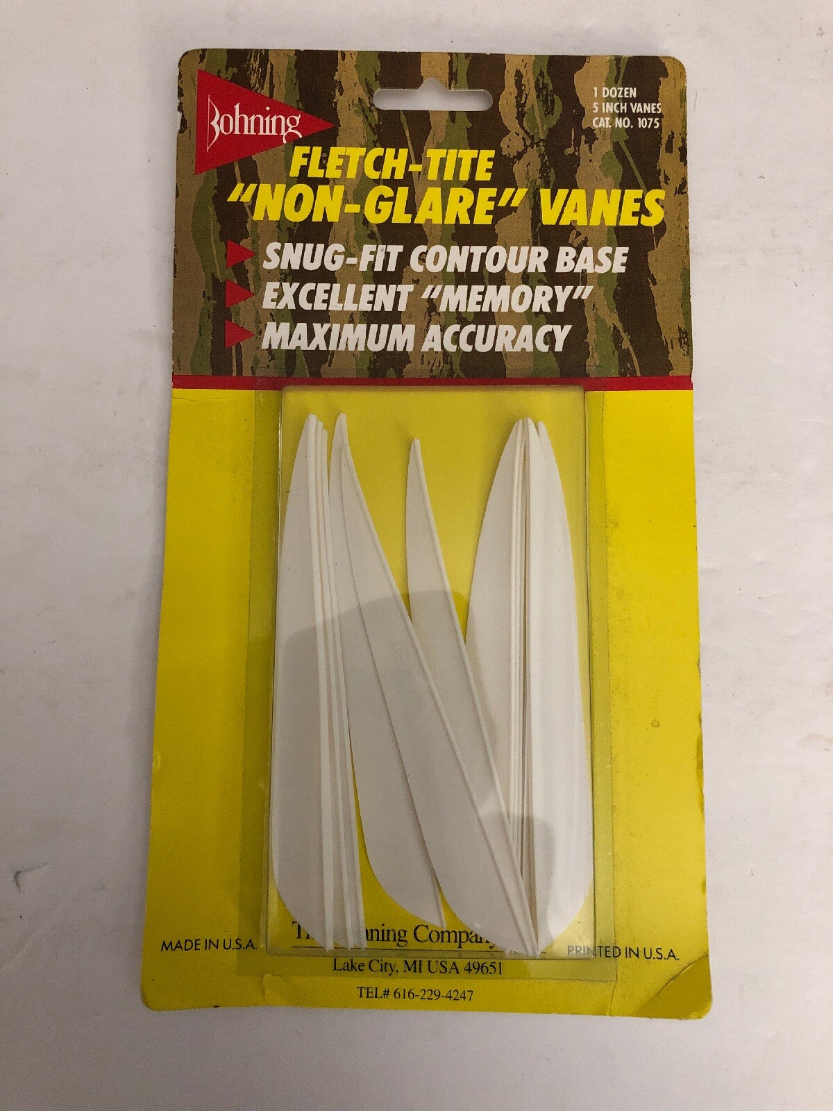 Bohning FLETCH-TITE "NON-GLARE" 5” VANES-White #1075 ARCHERY-USA MADE-SHIP24HRS