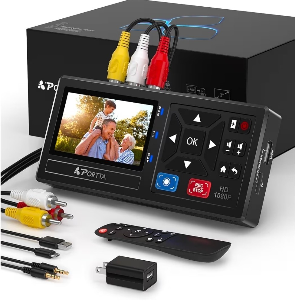 Portta VHS to Digital Converter, Video to Digital Recorder with Remote