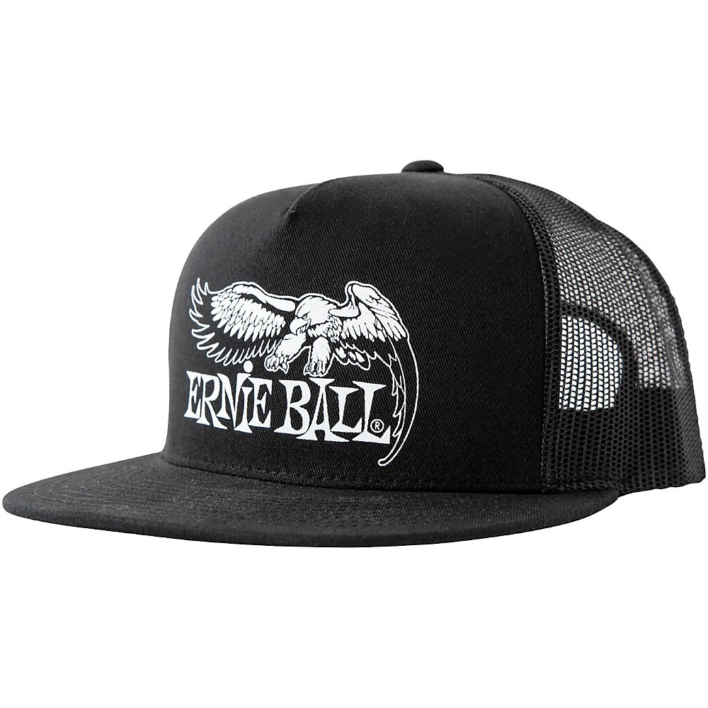 Ernie Ball Music Man Black Trucker Cap w/ Ernie Ball Eagle
