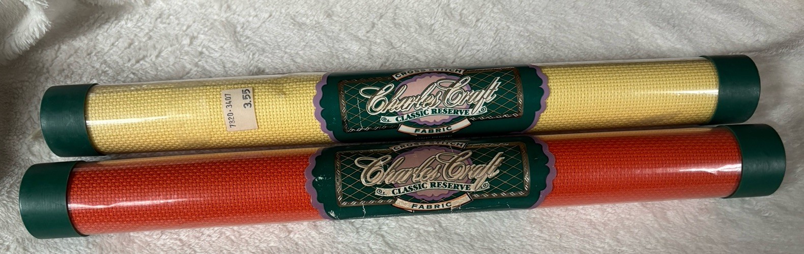 Lot of 2 Charles Craft 15" x 18” CROSS STITCH FABRIC New - Yellow, Orange - NIP