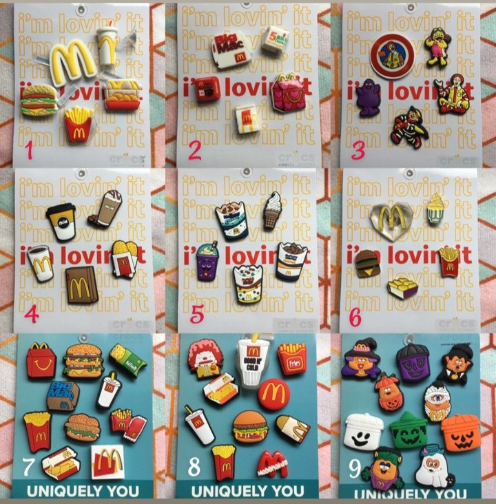 Handmade shoe charms 5 - 10 pack set McDonald’s mcdonalds fast food burger
