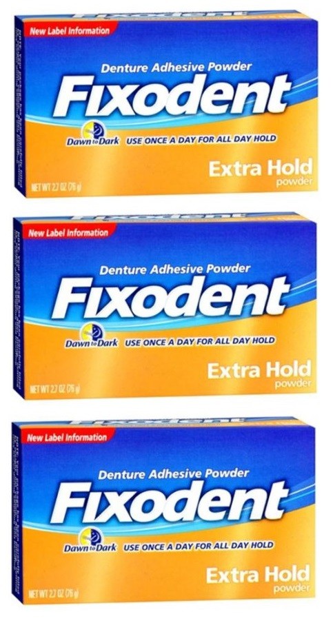 3 Pack - Fixodent Denture Adhesive Powder Extra Hold 2.70oz Each