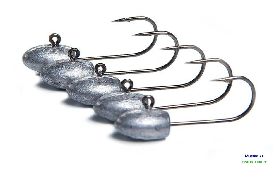3g Jig Heads Mustad Hooks Size 6 - 5 units - light lures grubs FISHIN ADDICT