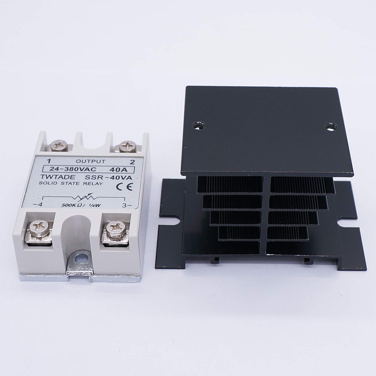 TWTADE SSR-40VA 500K ohm 1/4W to 24-380VAC 40A Single Phase Solid State Relay...