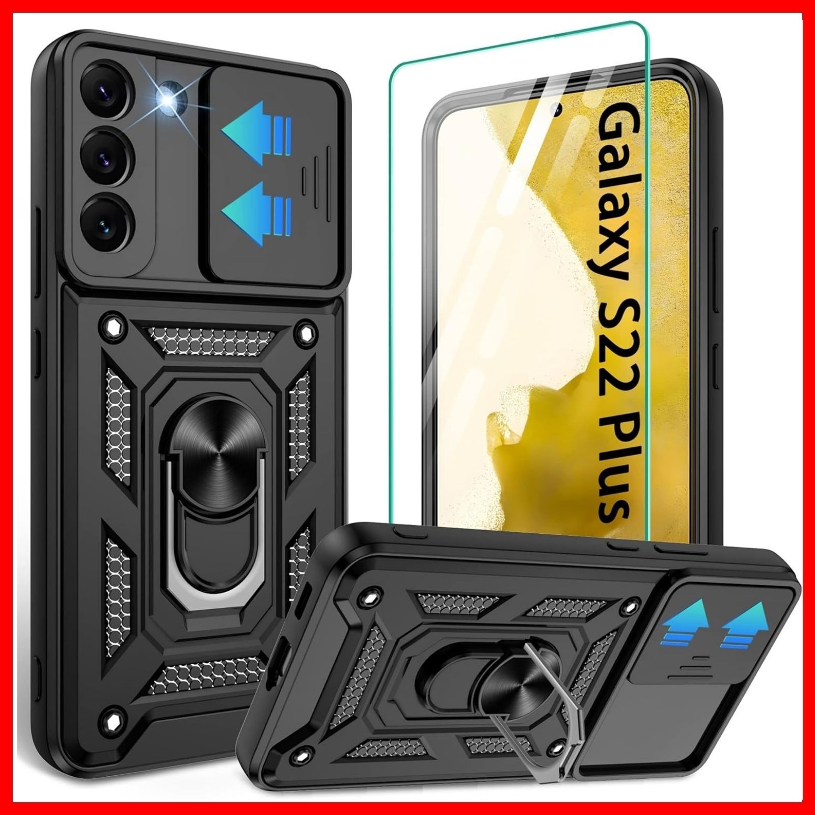 for Samsung Galaxy S22+ Plus Case Built in Kickstand Screen Protector Full Body
