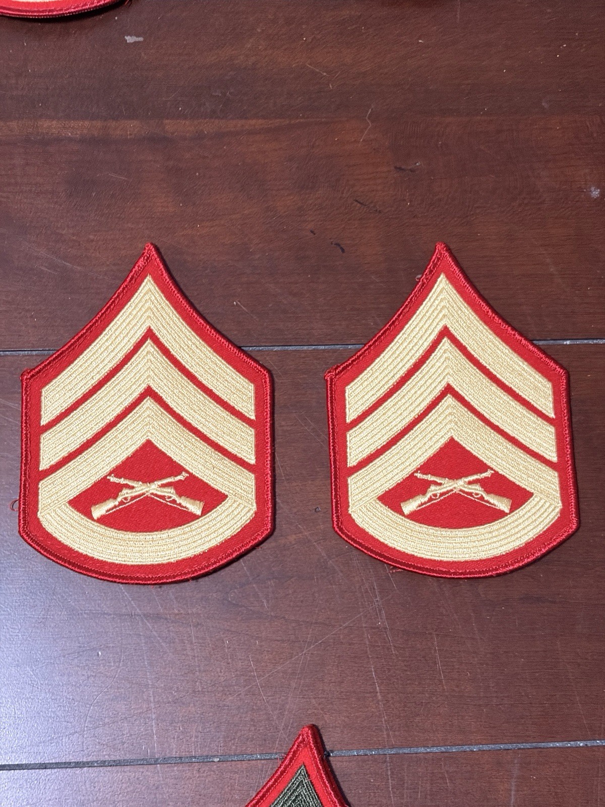 USMC Staff Sergeant Dress Blues Chevrons Gold on Red Male Pair