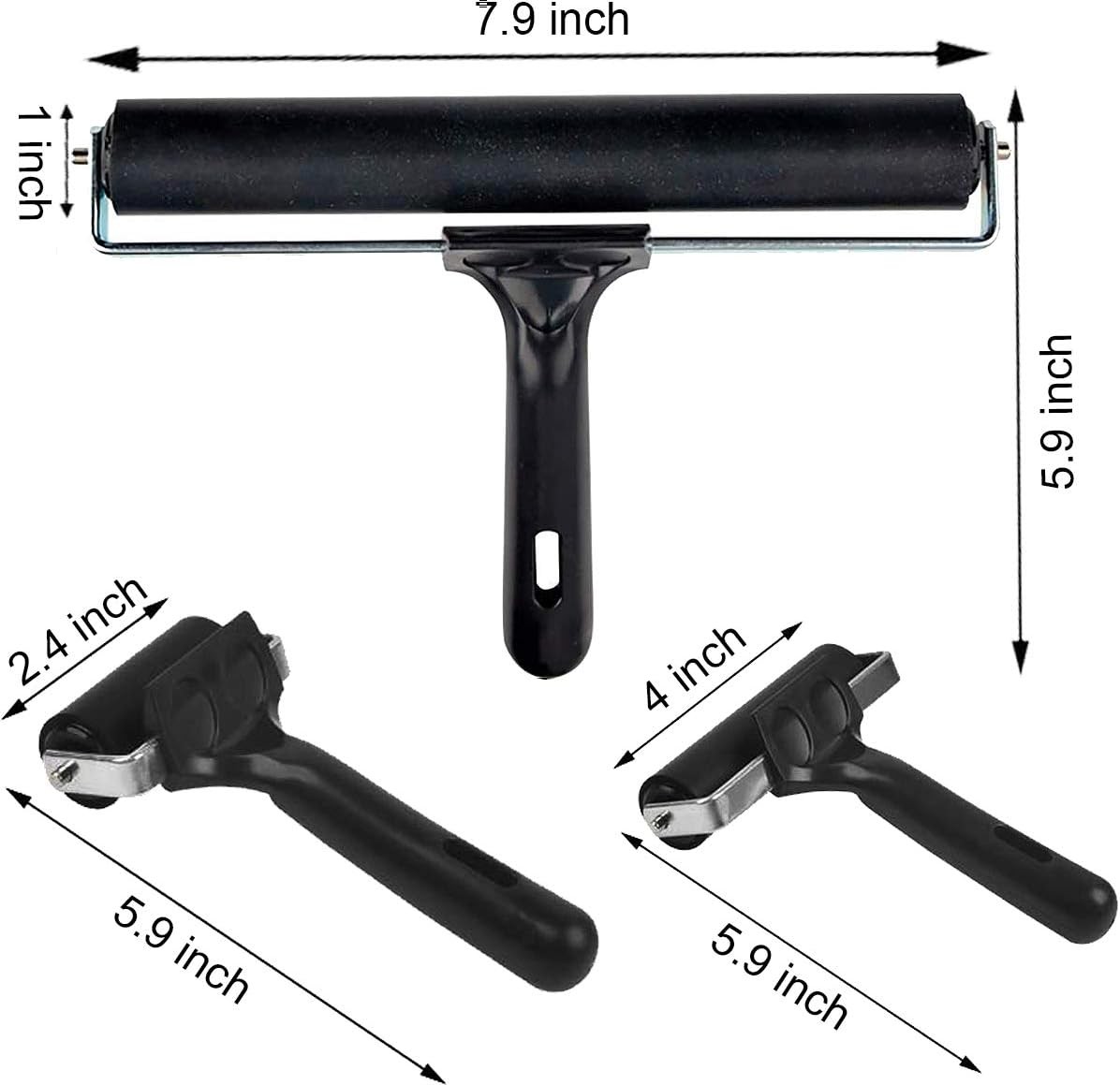 3 Pack Printmaking Brayers Premium Brayer Rollers for Crafting Hard Rubber